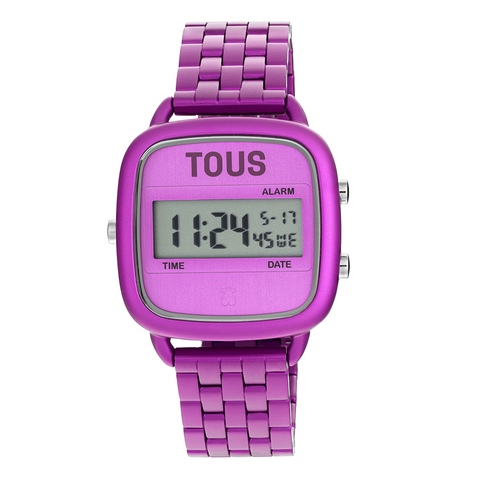 D-Logo Digital watch with fuchsia steel strap