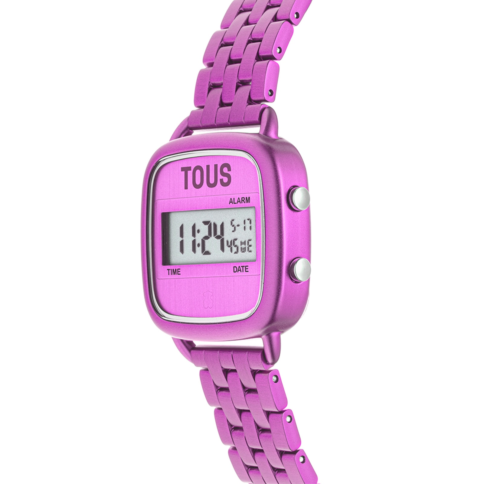 D-Logo Digital watch with fuchsia steel strap
