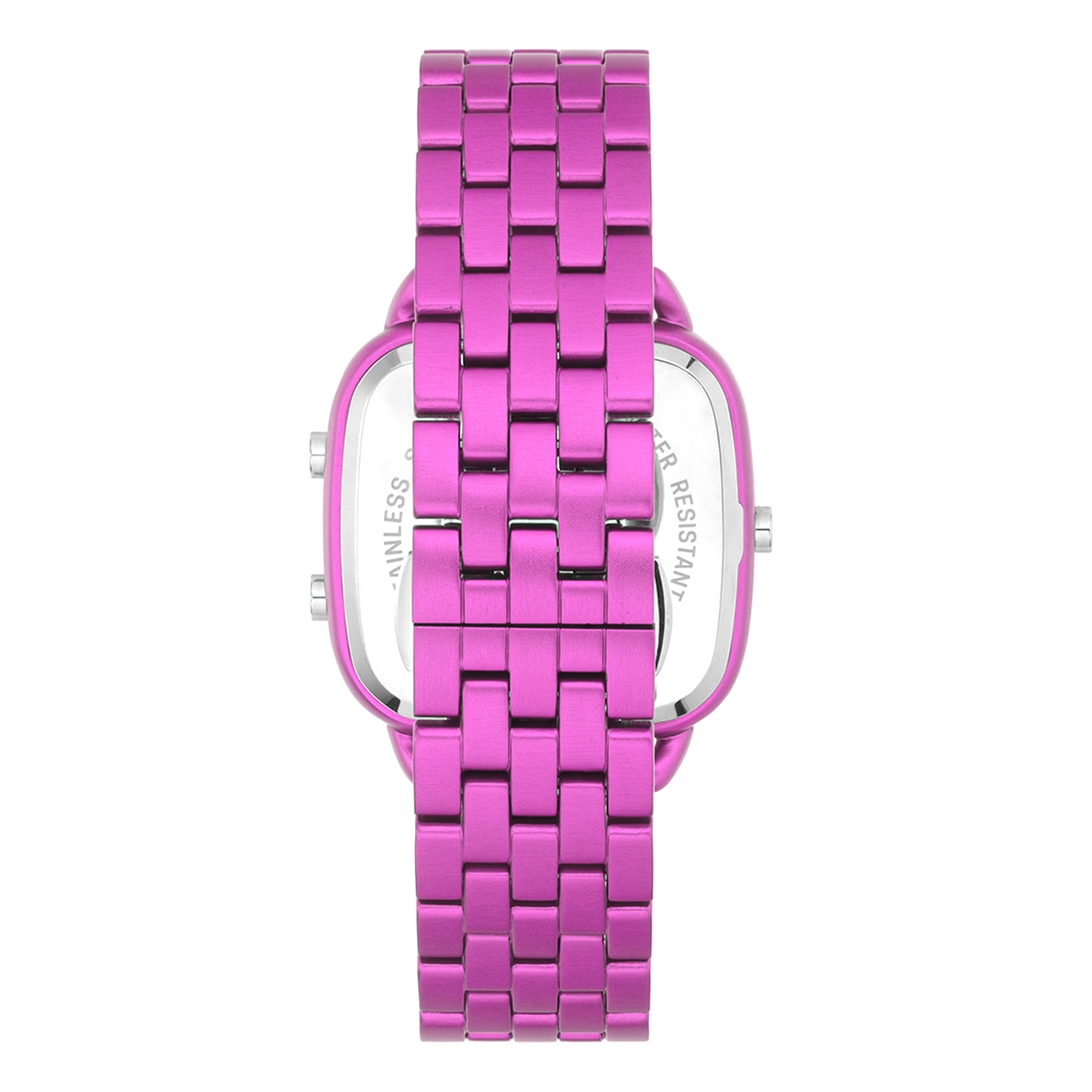 D-Logo Digital watch with fuchsia steel strap
