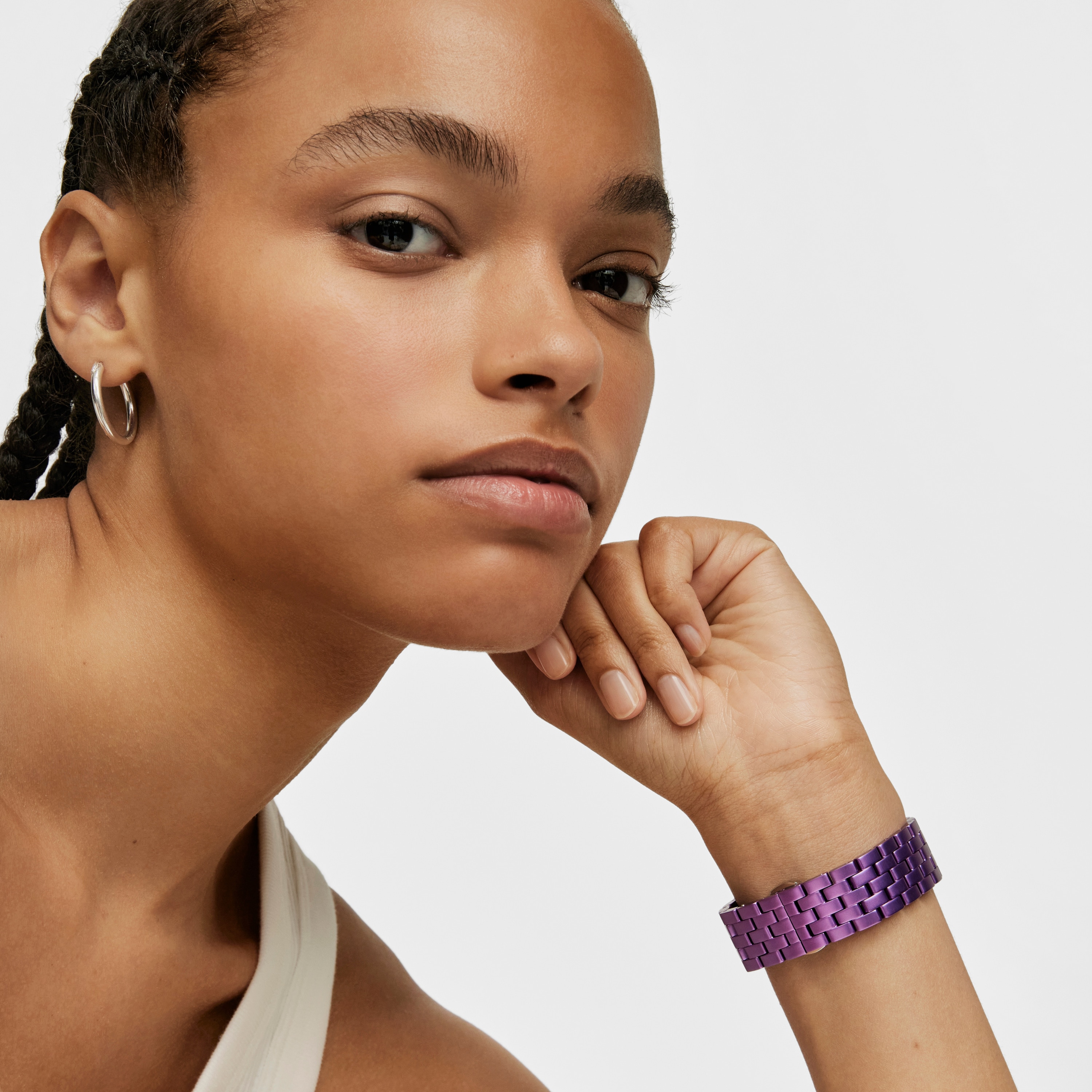 D-Logo Digital watch with fuchsia steel strap