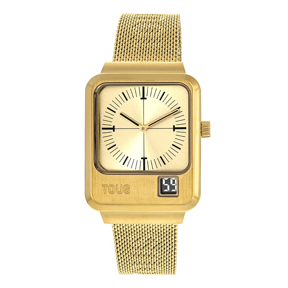 Reloj anal&oacute;gico y digital con brazalete de acero IPG dorado MARS