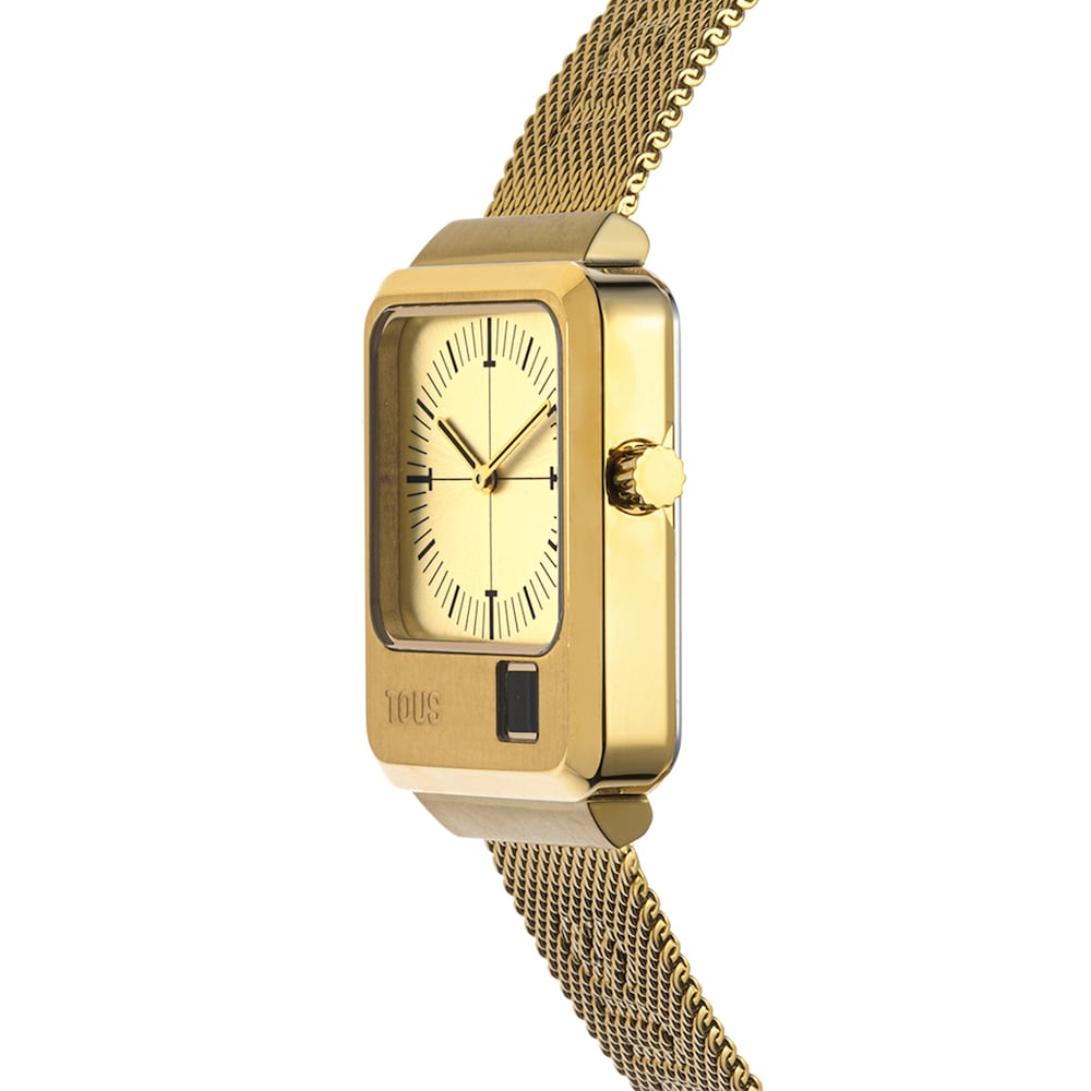 Reloj anal&oacute;gico y digital con brazalete de acero IPG dorado MARS