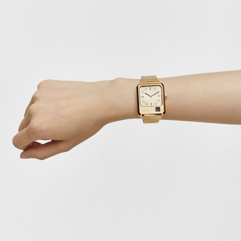 Reloj anal&oacute;gico y digital con brazalete de acero IPG dorado MARS