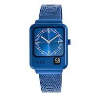 Reloj analógico y digital con brazalete de acero IP azul MARS