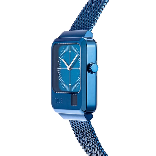 Reloj analógico y digital con brazalete de acero IP azul MARS