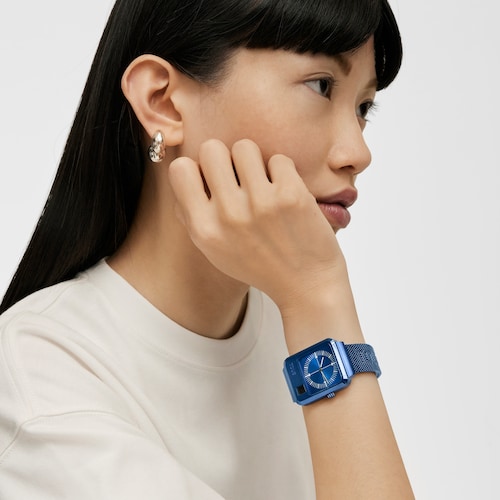 Reloj analógico y digital con brazalete de acero IP azul MARS
