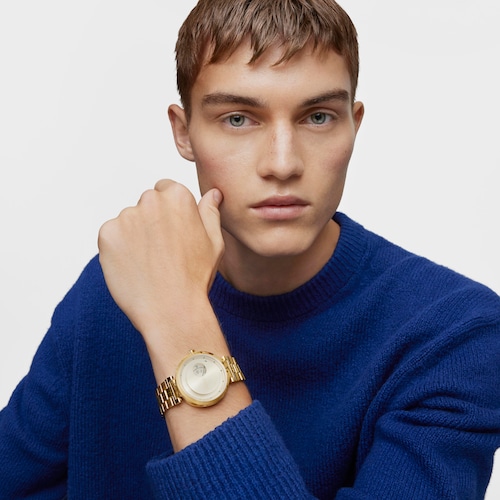 Reloj analógico con brazalete de acero IPG dorado MARS