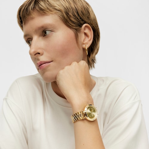 Reloj analógico con brazalete de acero IPG dorado MARS