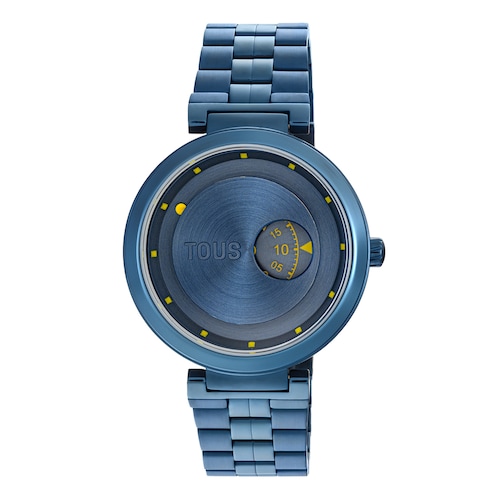 Reloj analógico con brazalete de acero IP azul MARS