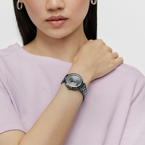 Reloj analógico con brazalete de acero IP azul MARS