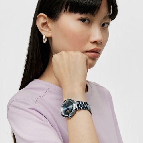 Reloj analógico con brazalete de acero IP azul MARS