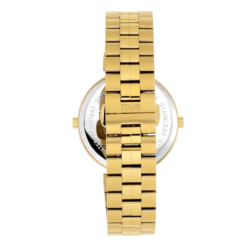 Reloj digital con brazalete de acero IPG dorado y color rosa MARS