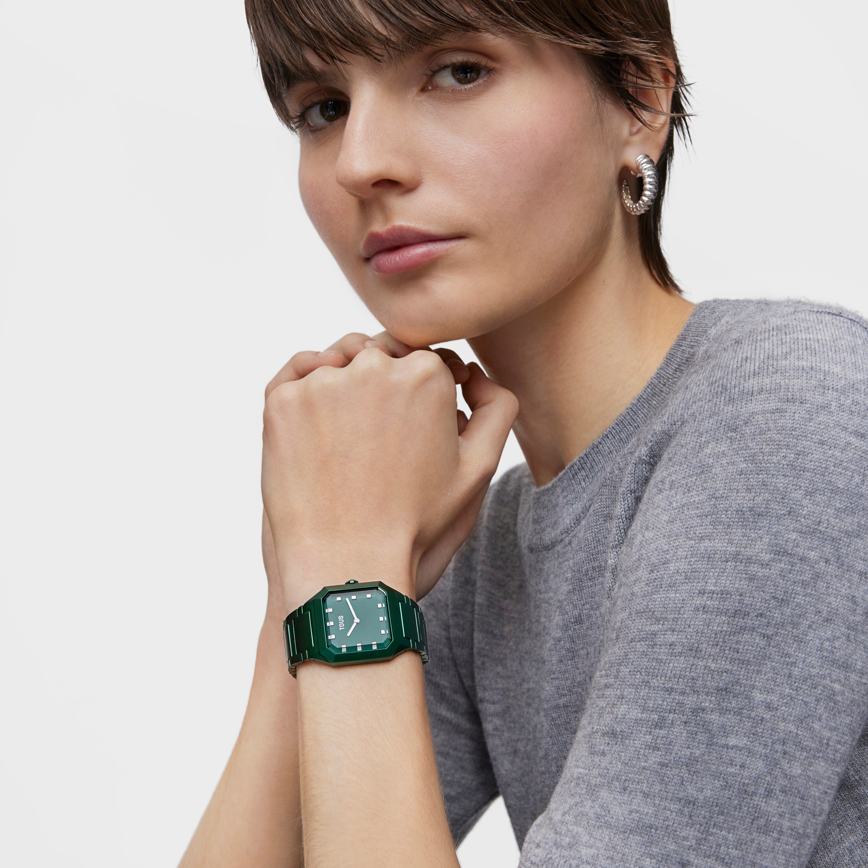 Karat Squared Analogue watch with green aluminum strap