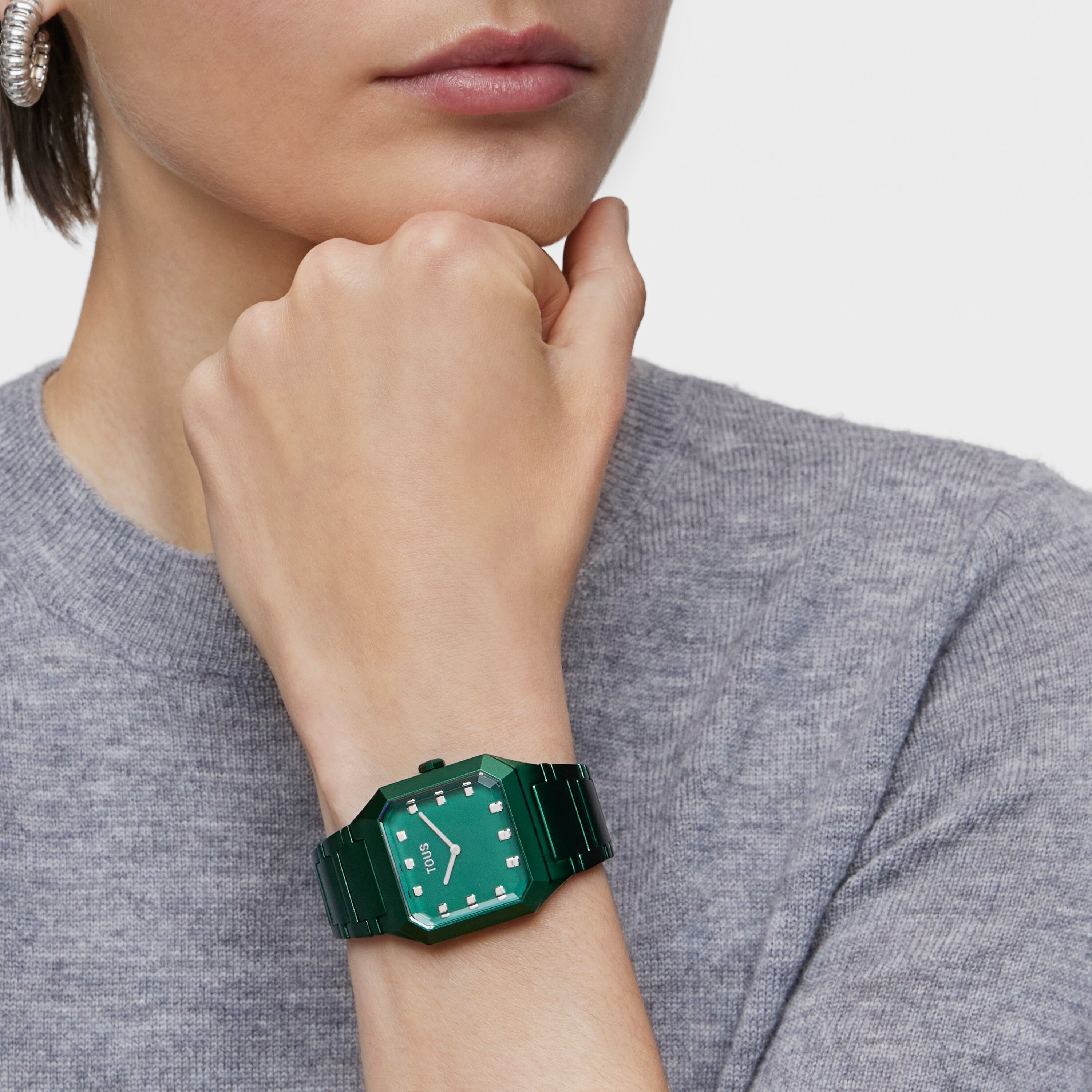 Karat Squared Analogue watch with green aluminum strap