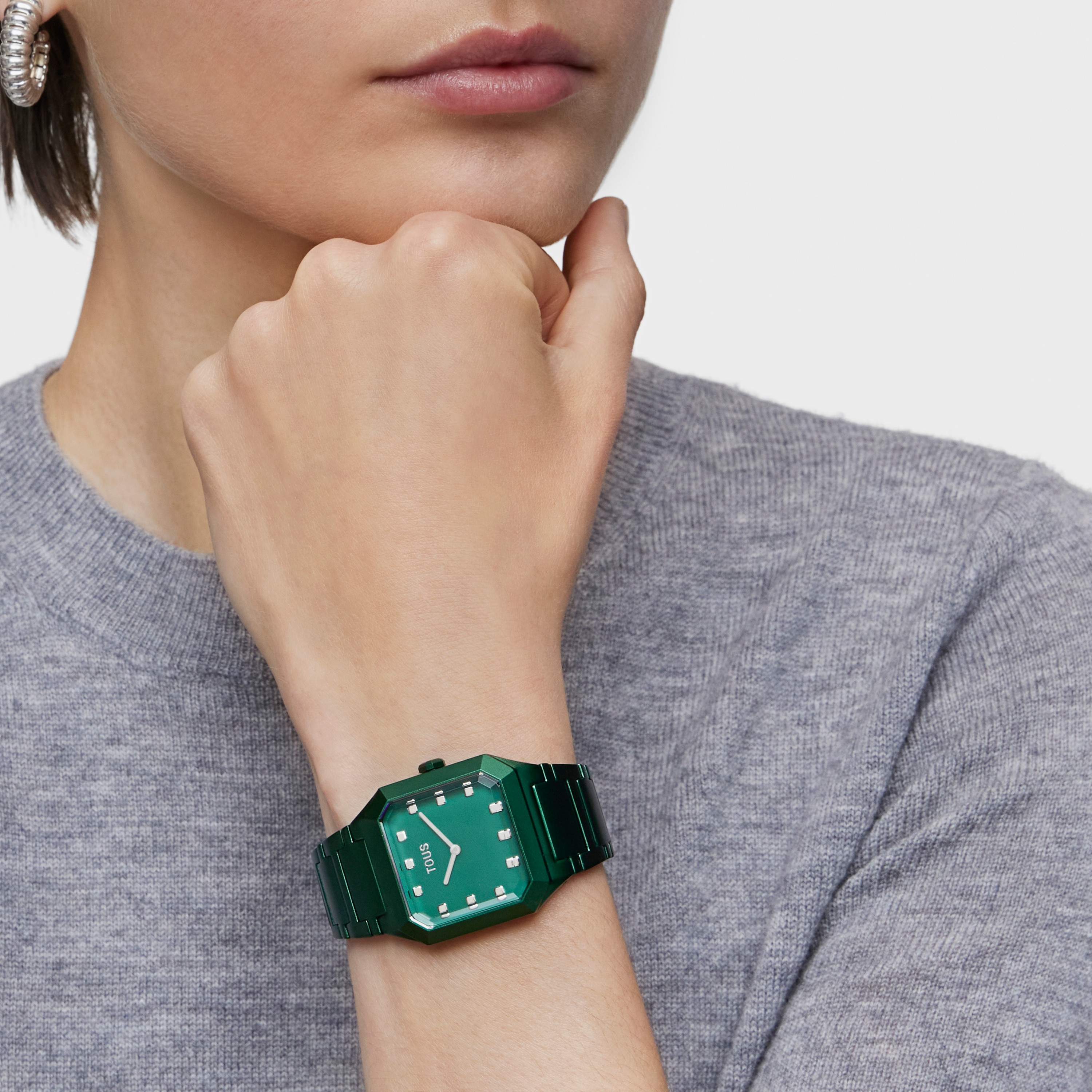 Karat Squared Analogue watch with green aluminum strap