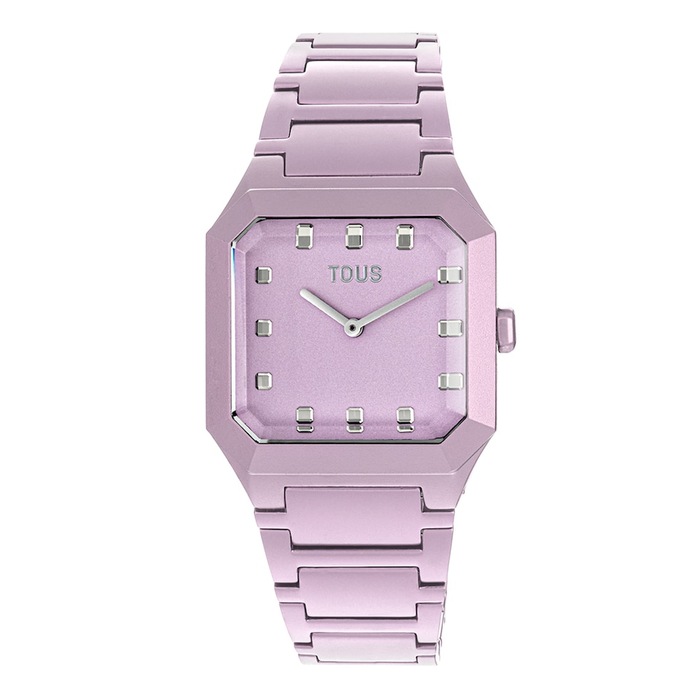 Reloj anal&oacute;gico con brazalete de aluminio rosa Karat Squared