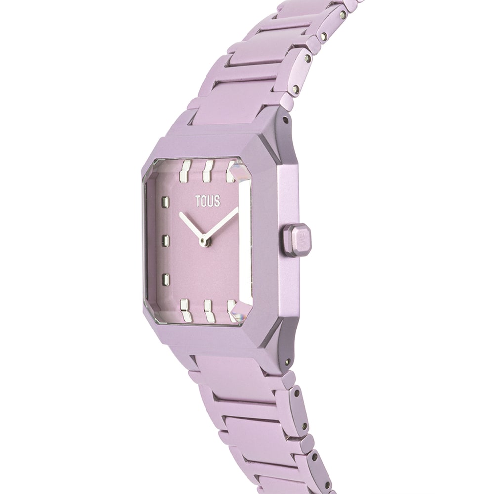 Reloj anal&oacute;gico con brazalete de aluminio rosa Karat Squared