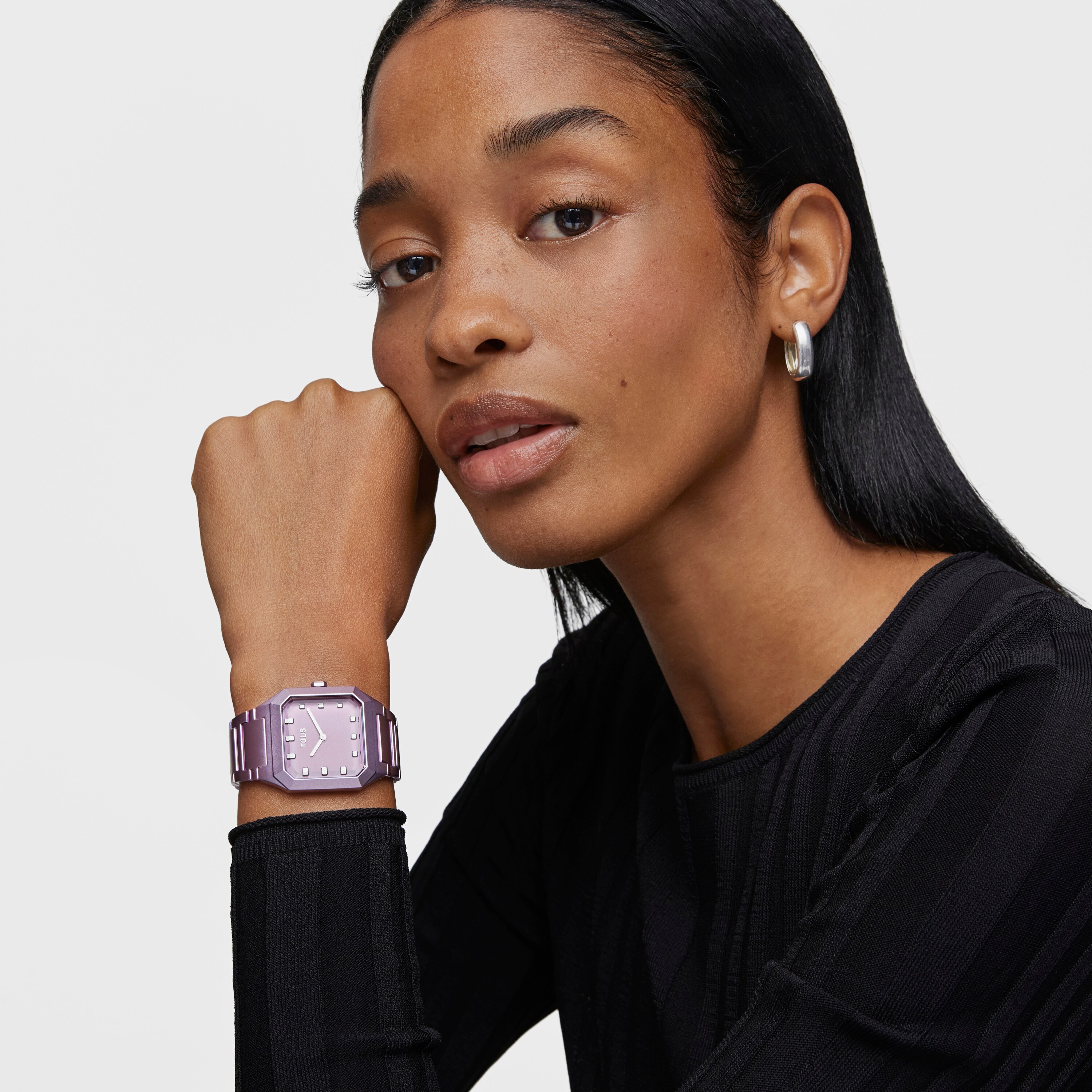 Karat Squared Analogue watch with rose-colored aluminum strap