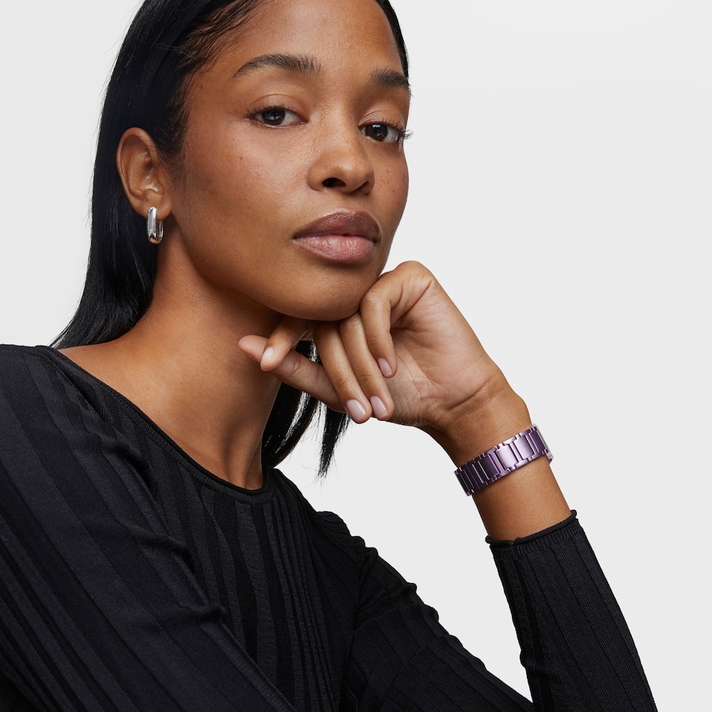 Reloj anal&oacute;gico con brazalete de aluminio rosa Karat Squared