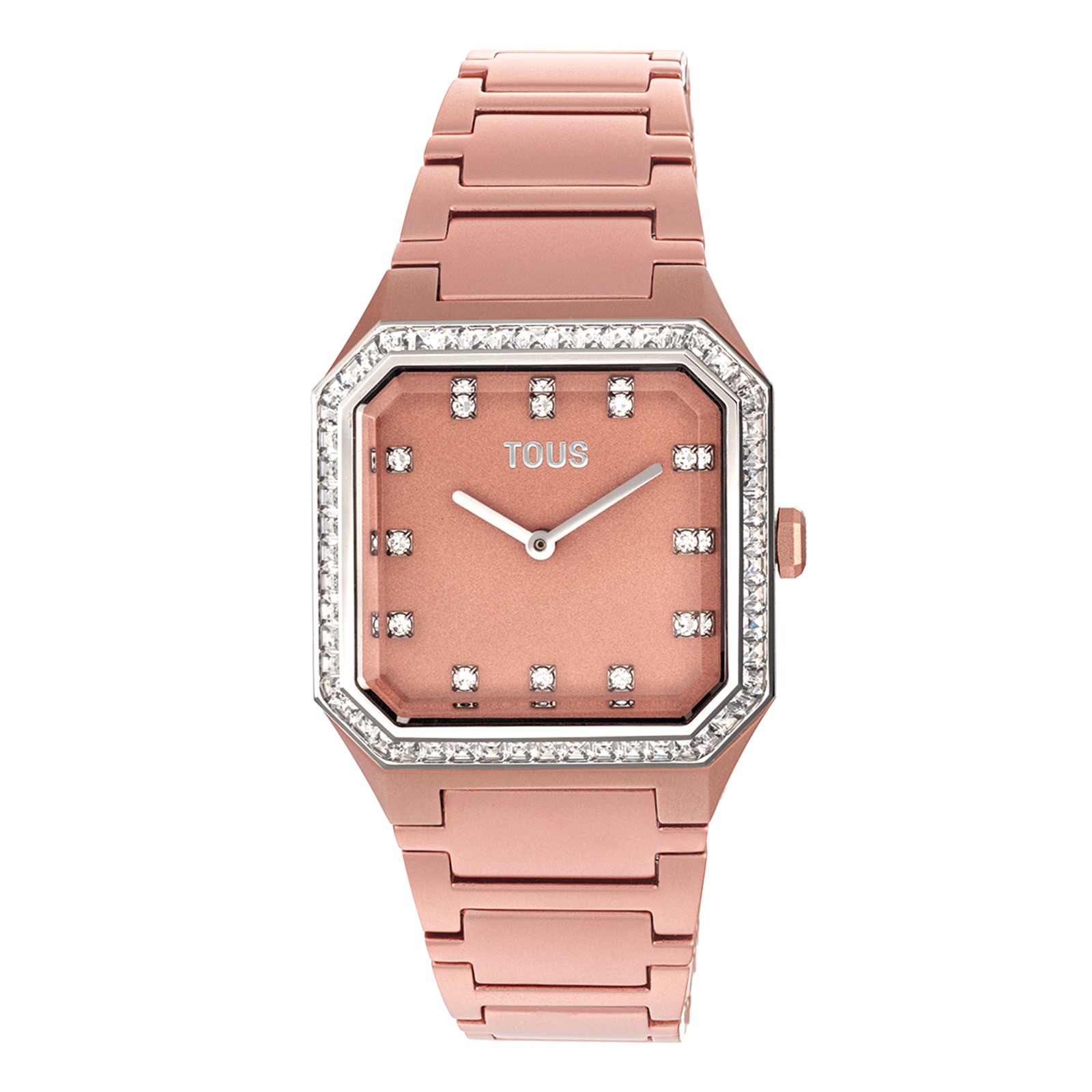 Karat Squared Analogue watch with aluminum strap in rose gold and zirconias