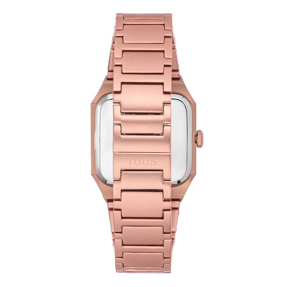 Reloj anal&oacute;gico con brazalete de aluminio rose gold y zirconias Karat Squared