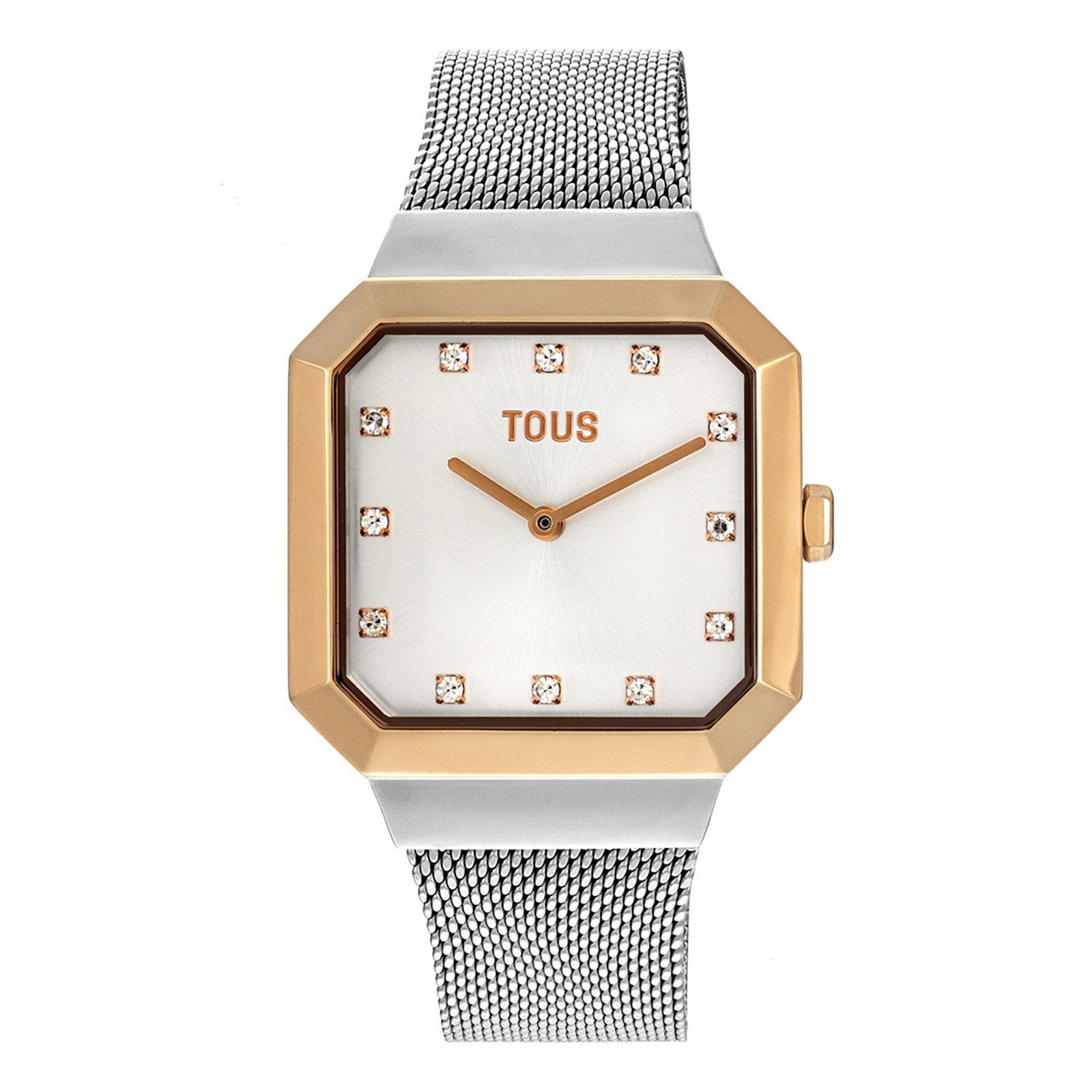 Reloj analógico con acero IPRG rosa y brazalete de acero Karat Squared
