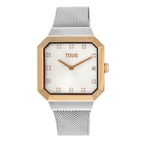 Karat Squared Analogue watch in pink-colored IPRG steel with steel wristband