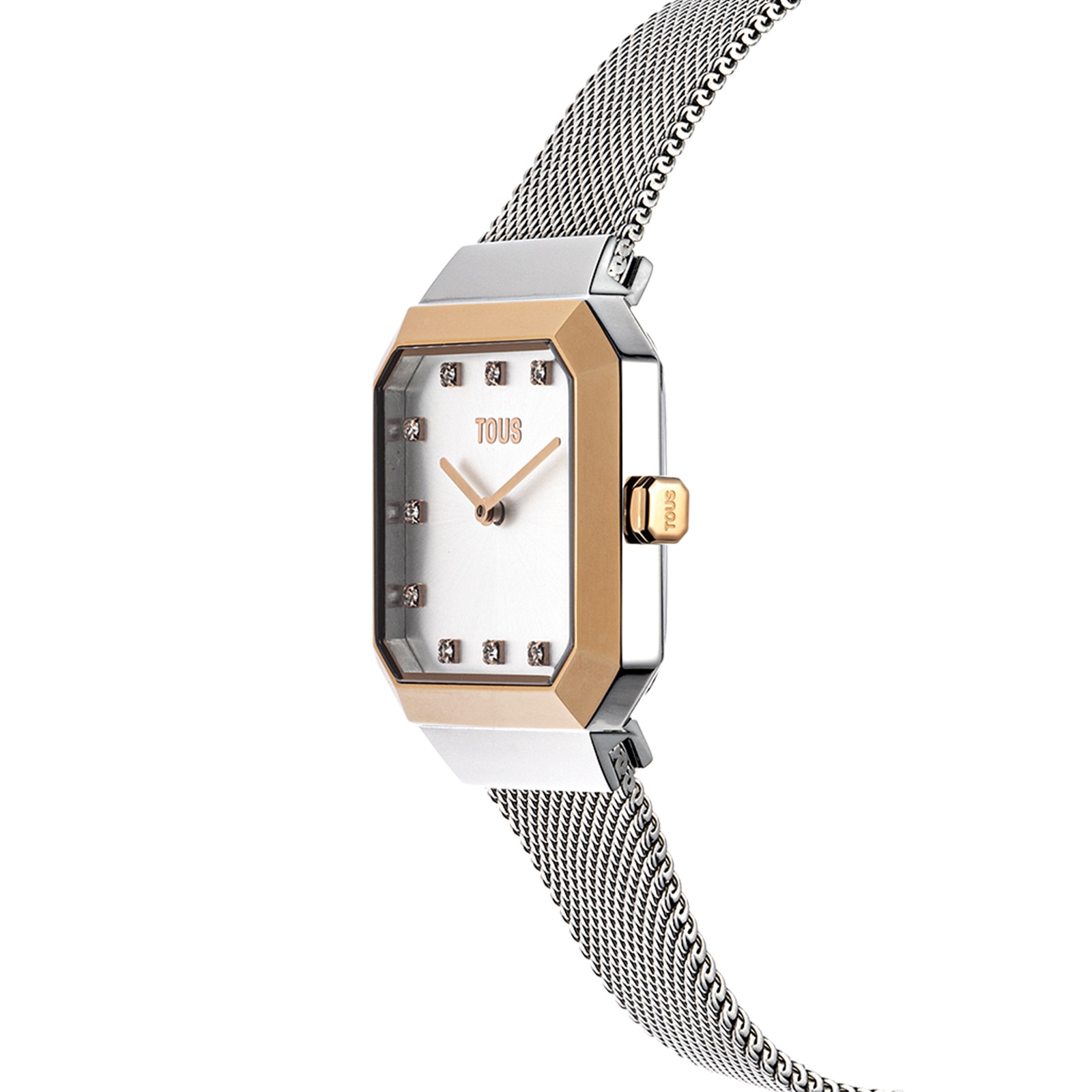 Reloj analógico con acero IPRG rosa y brazalete de acero Karat Squared