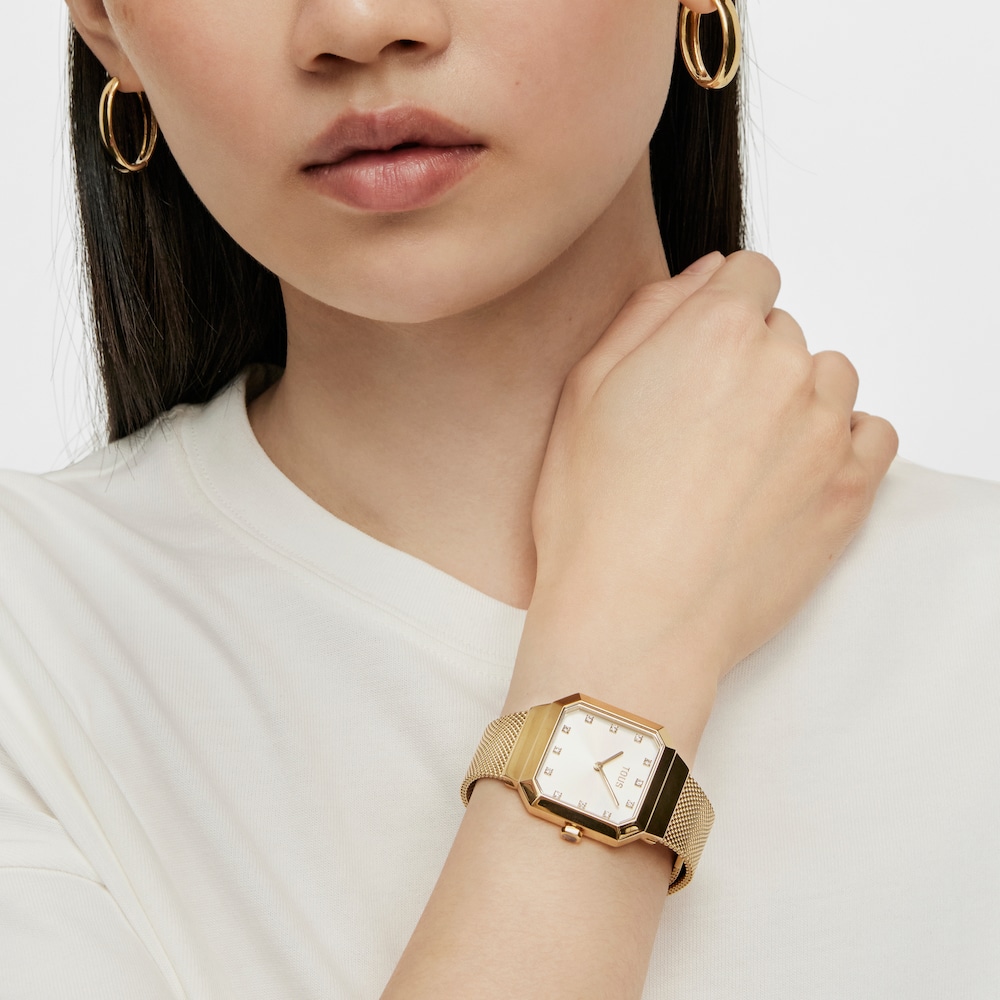 Analogowy zegarek ze stalową bransoletą IPG w kolorze złota Karat Squared