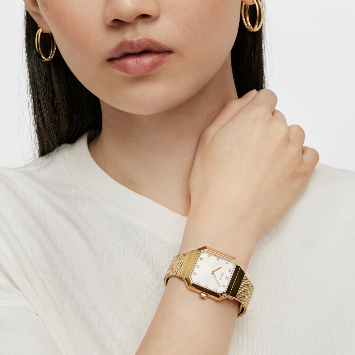 Karat Squared Analogue watch with gold-colored IPG steel wristband