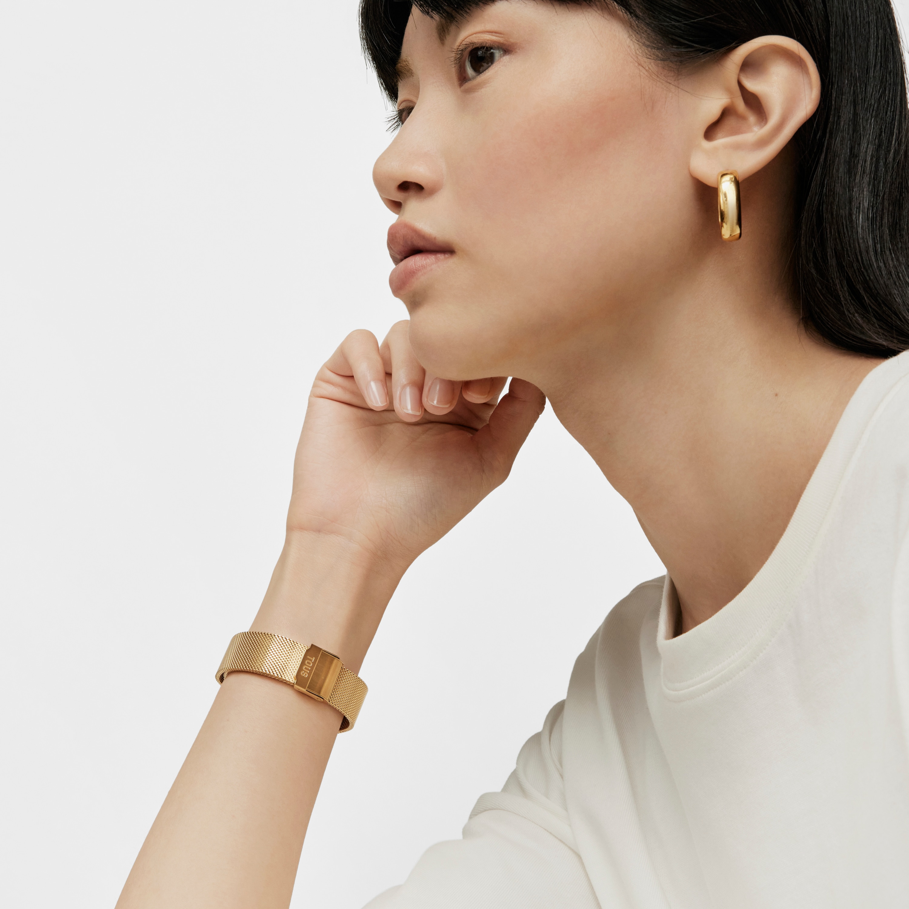 Reloj analógico con brazalete de acero IPG dorado Karat Squared