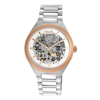 Reloj analógico con acero IPRG rosa y brazalete de acero Karat Round