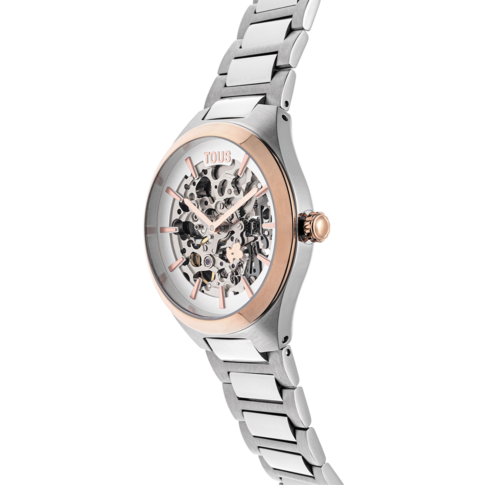 Reloj analógico con acero IPRG rosa y brazalete de acero Karat Round