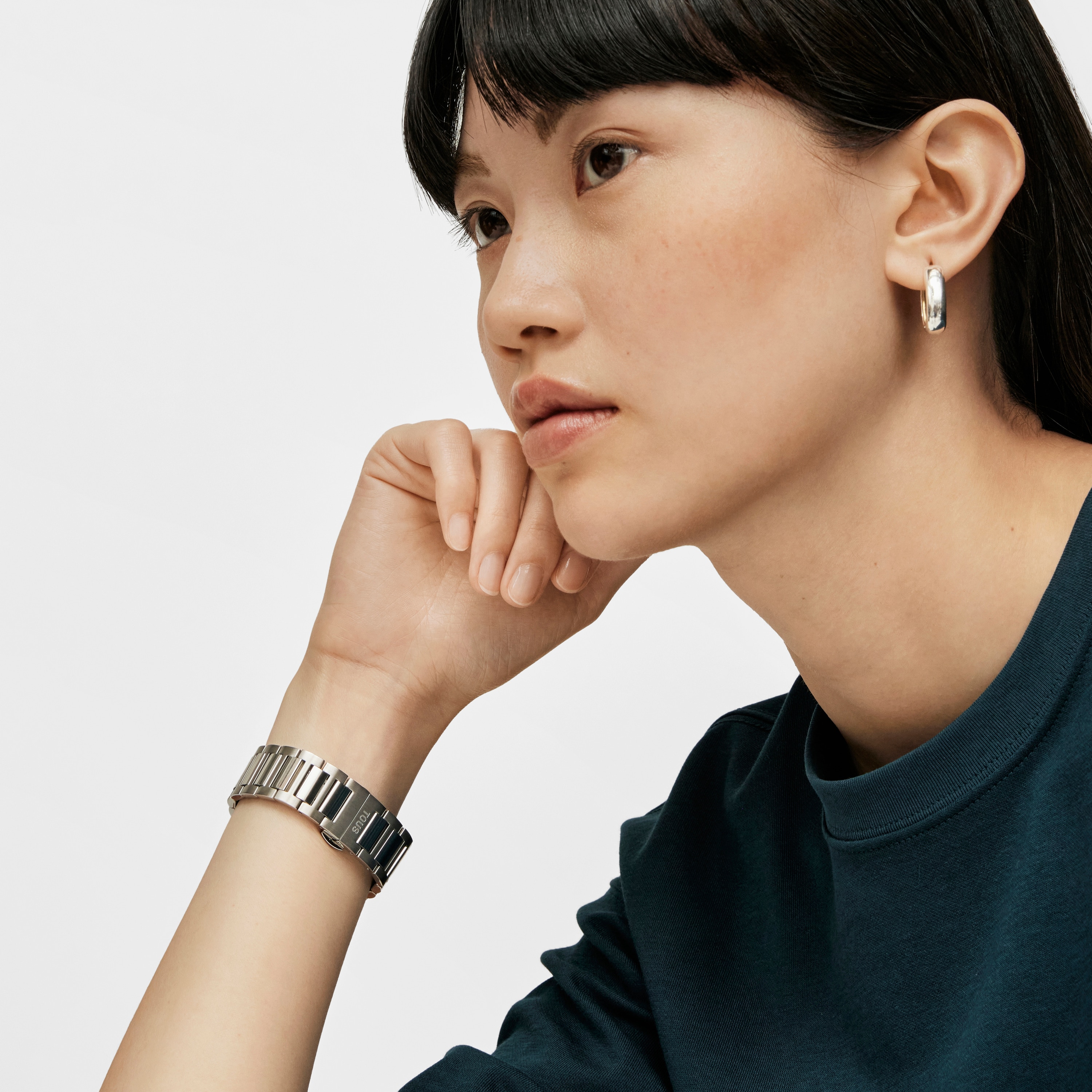 Reloj analógico con acero IPRG rosa y brazalete de acero Karat Round