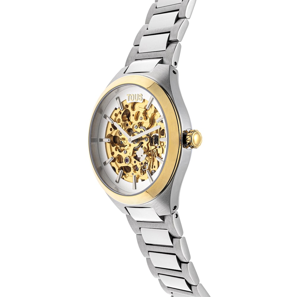 Karat Round Analogue watch in gold-colored IPG steel with a steel wristband