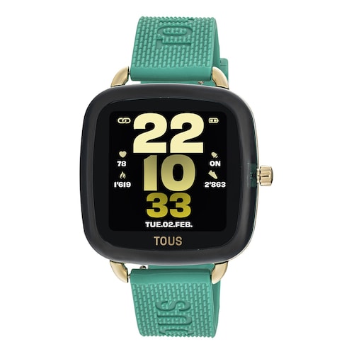 Montre smartwatch avec bracelet en silicone vert D-Connect image number 0