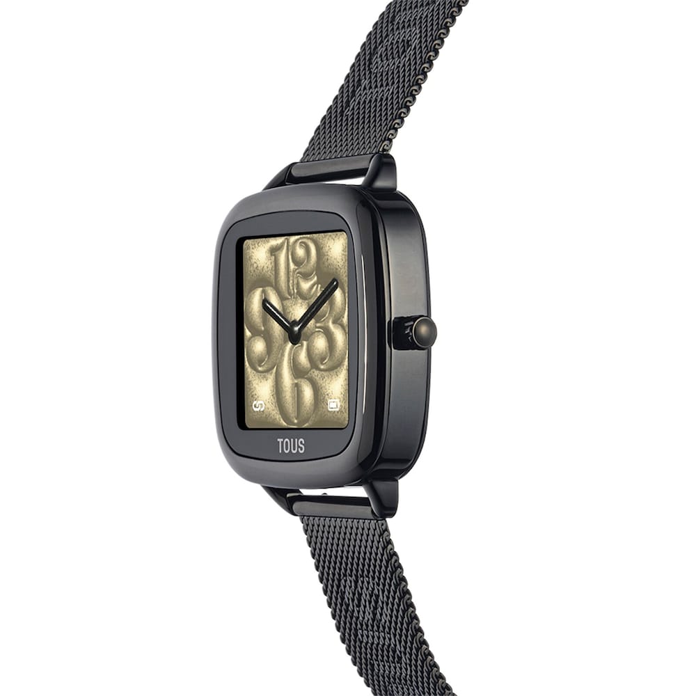 Reloj smartwatch con brazalete de acero IP negro D-Connect