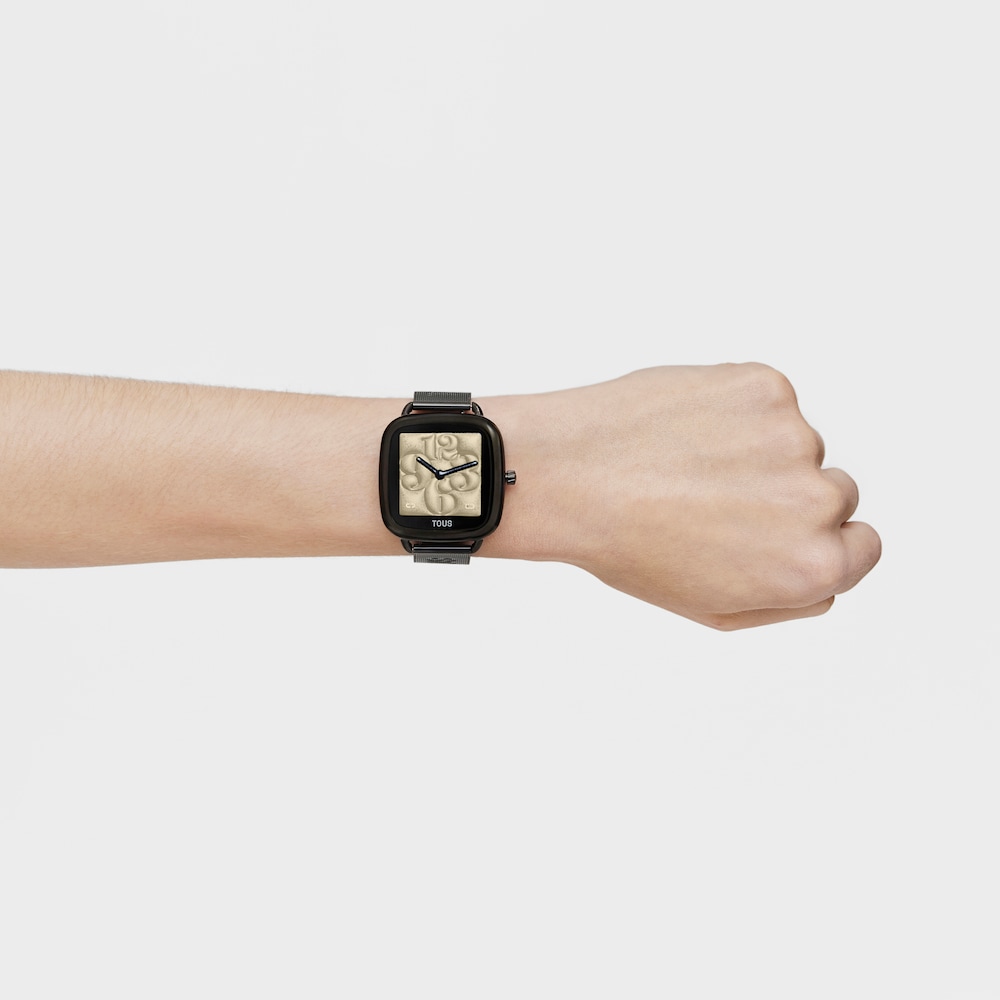 Reloj smartwatch con brazalete de acero IP negro D-Connect