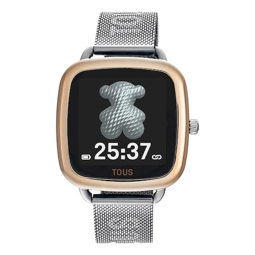 Reloj smartwatch de acero IPRG rosa y brazalete de acero D-Connect