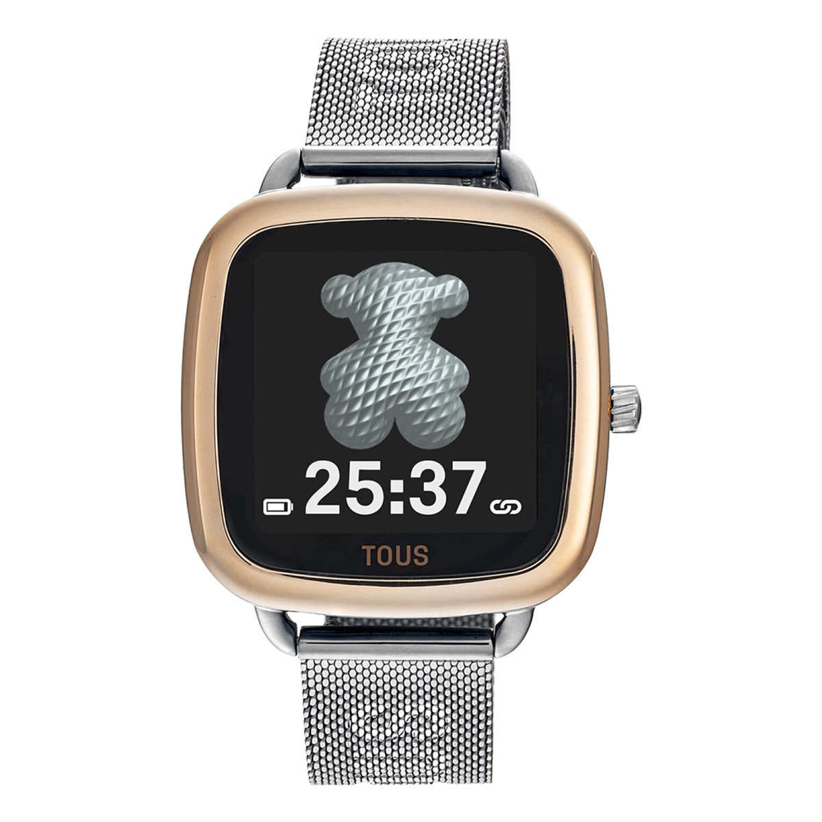 D-Connect pink IPRG steel Smartwatch with steel bracelet
