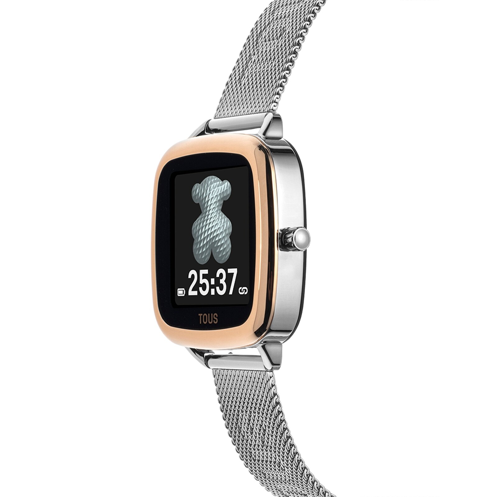 D-Connect pink IPRG steel Smartwatch with steel bracelet