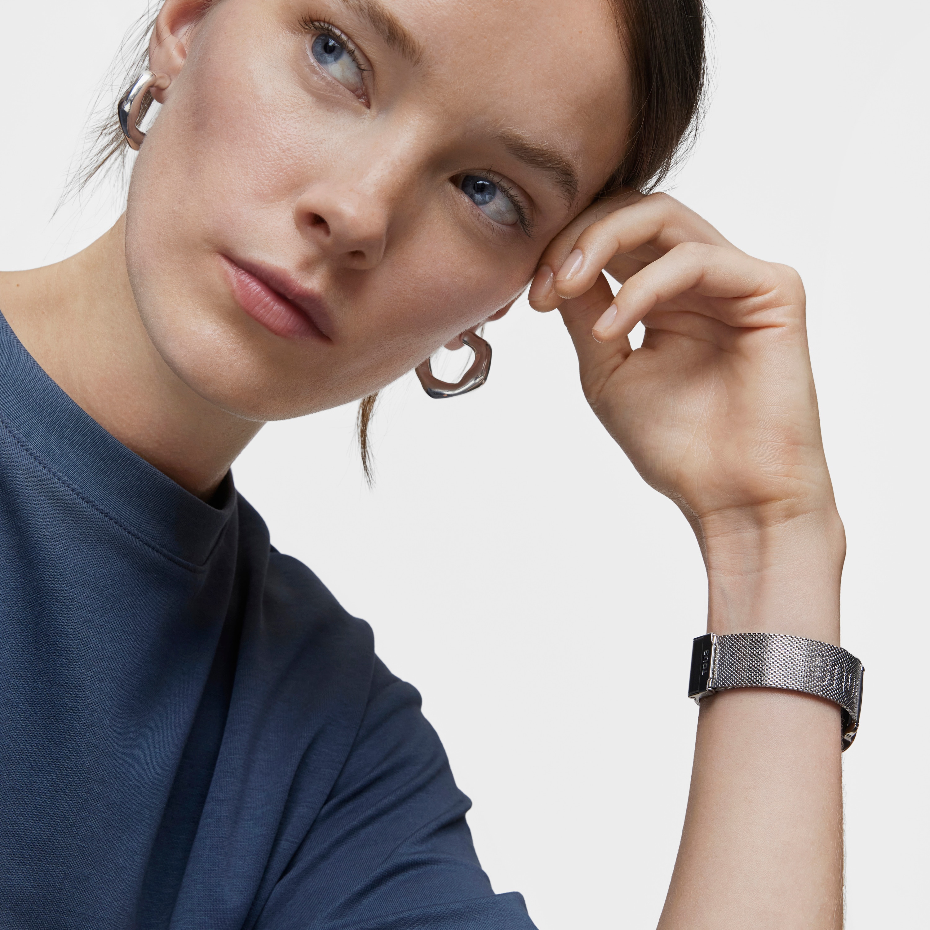 D-Connect pink IPRG steel Smartwatch with steel bracelet