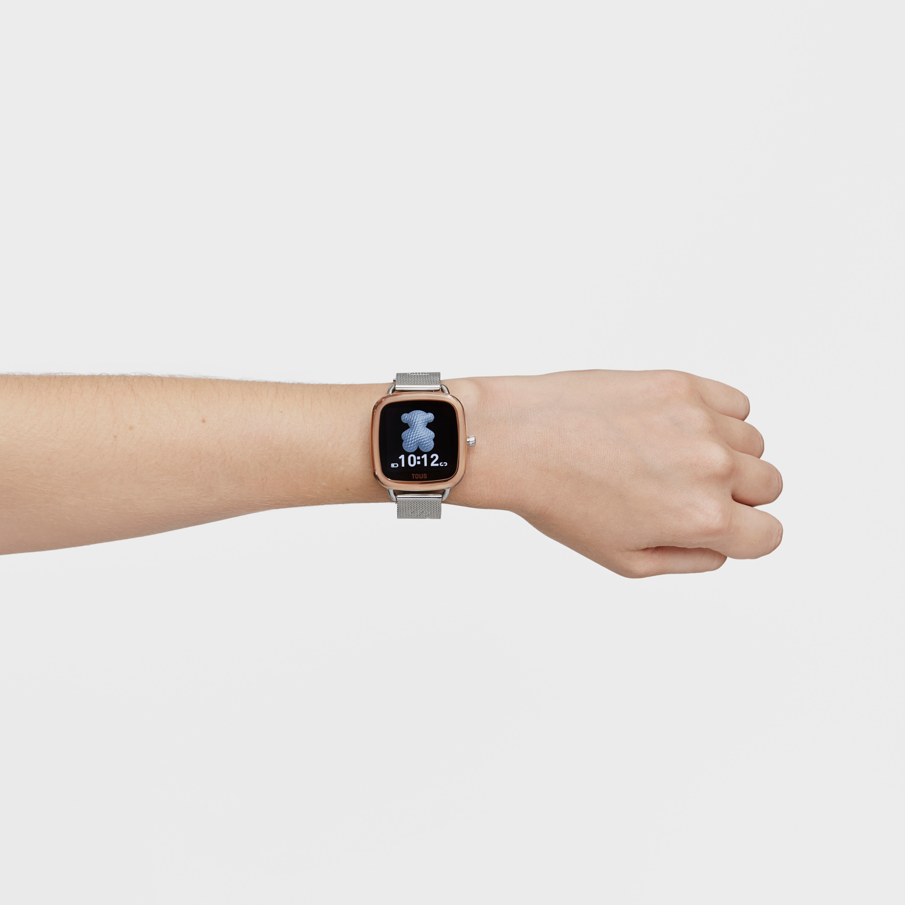 Reloj smartwatch de acero IPRG rosa y brazalete de acero D-Connect