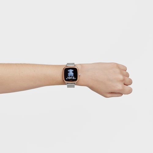 D-Connect pink IPRG steel Smartwatch with steel bracelet