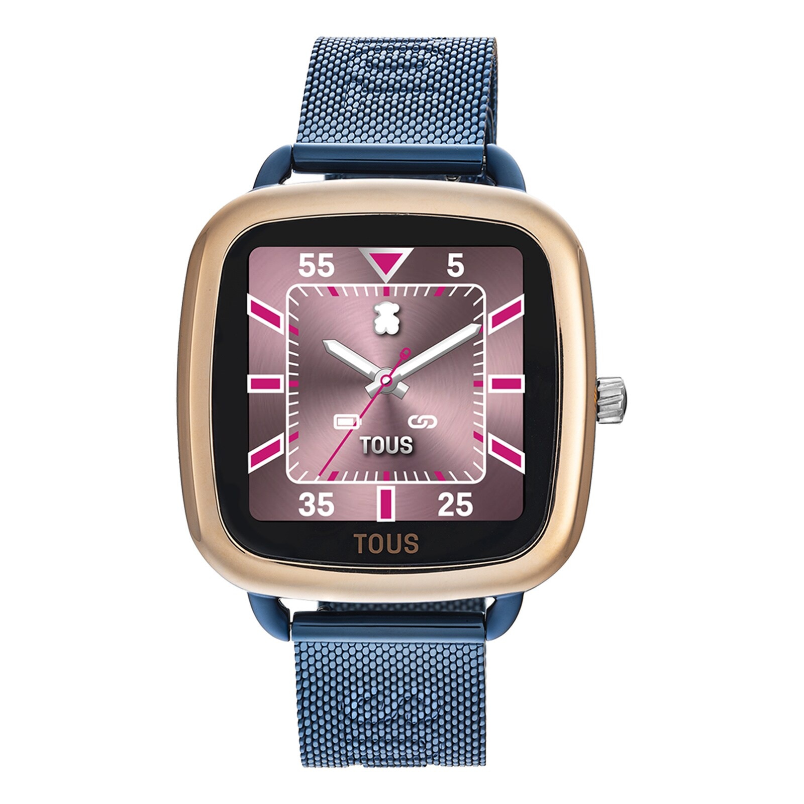 D-Connect pink IPRG steel Smartwatch with blue IP steel bracelet