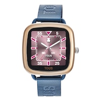 D-Connect pink IPRG steel Smartwatch with blue IP steel bracelet