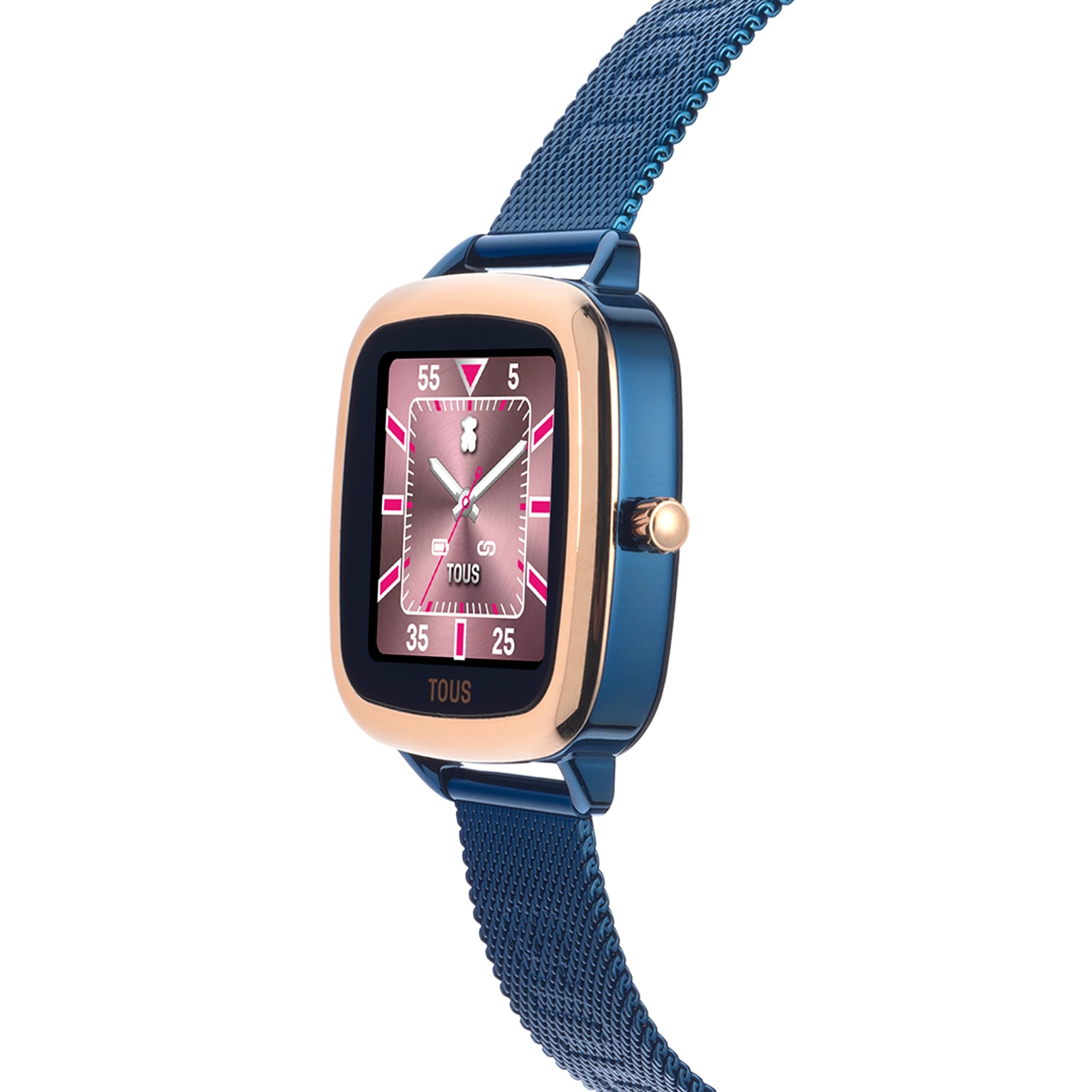 Reloj smartwatch de acero IPRG rosa y brazalete de acero IP azul D-Connect