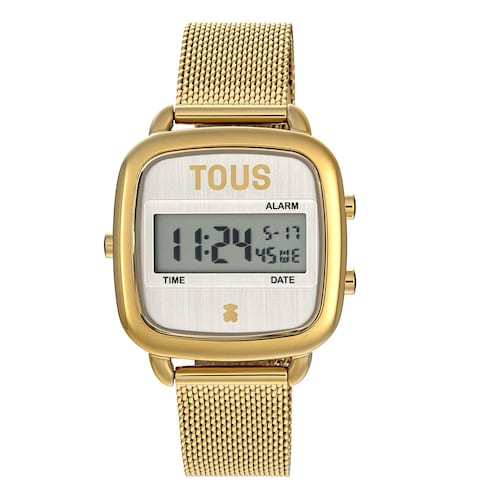 Reloj digital con brazalete de acero IPG dorado D-Logo New