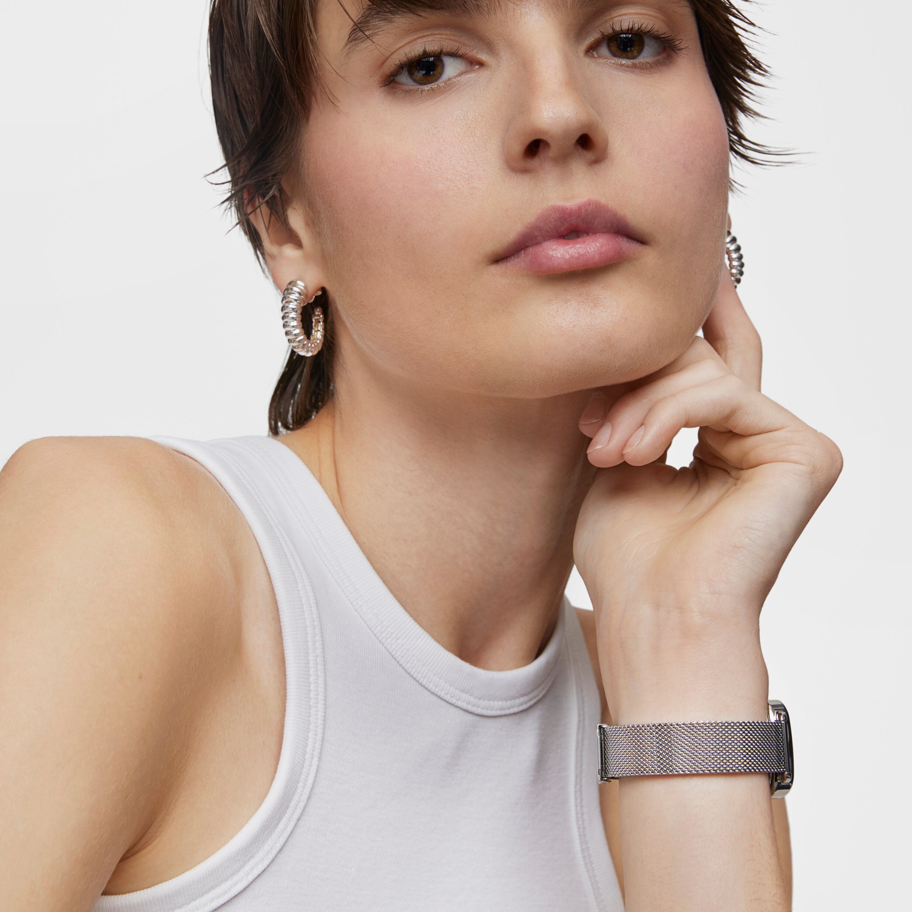 D-Logo New Digital watch with steel strap