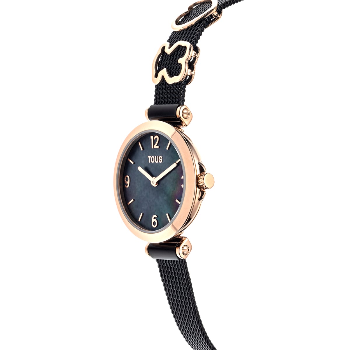 Icon Charms analogue Watch with black IP steel and pink IPRG steel bracelet